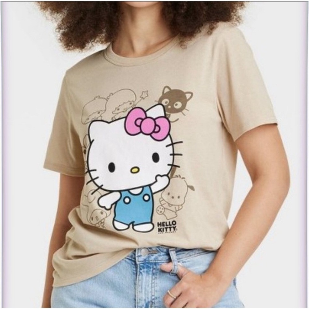 Sanrio Hello Kitty and Friends Graphic T-Shirt Womens XL Beige‎ Short Sleeve Tee